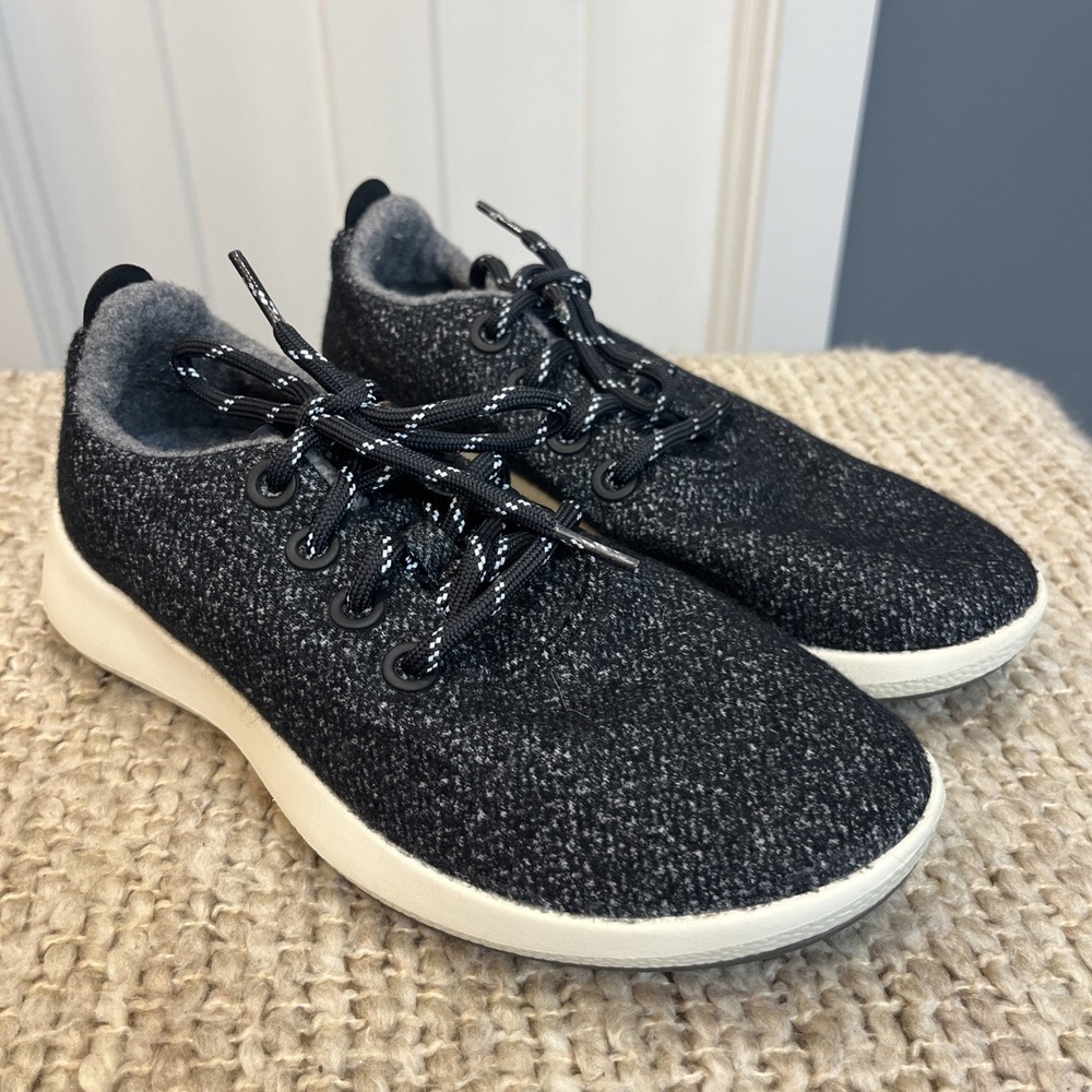 Allbirds Women's Wool Runner Mizzles Black Gray WRM Lace Up Size 8 Comfort